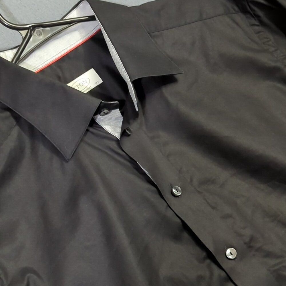 Eton Shirt Men's 16.5 42 Black Contemporary Cotton Long Sleeve Button Up